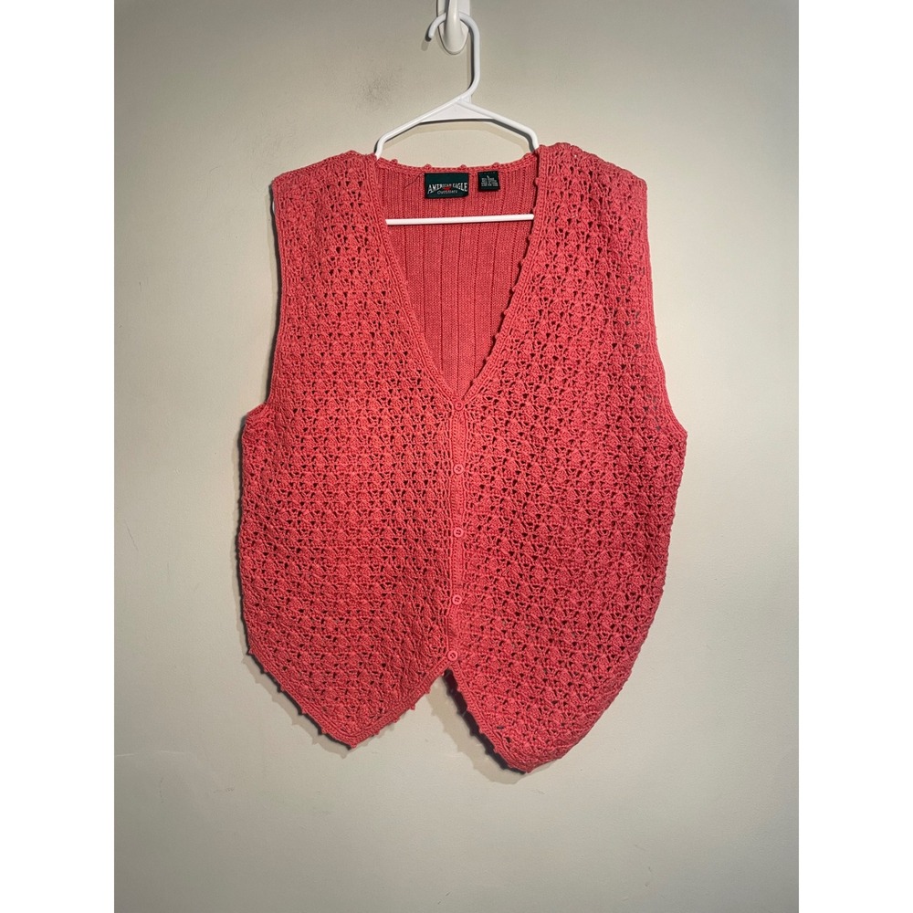 American Eagle Outfitters Coral Crochet Knit Vest